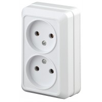 Розетка 2х2Р, 16АХ-250В, ОУ, Quadro, белый 2-203-01 Intro