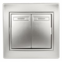 Выключатель двойной, 10А-250 В, IP20, СУ, Plano, алюминий 1-104-03  Intro